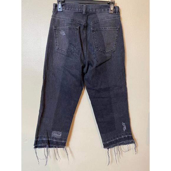 asos black distressed jeans size 6 straight leg high waisted pants - Picture 4 of 5